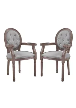 Best Sale 🌟 Modway Arise Vintage French Upholstered Fabric Dining Armchair Set of 2 🔥