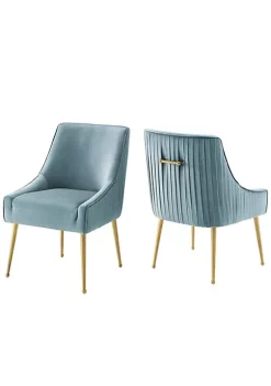 Hot Sale 💯 Modway Discern Pleated Back Upholstered Performance Velvet Dining Chair Set of 2 - Light Blue EEI-4149-LBU 💯 -Franco Sarto Sales Belk 1571