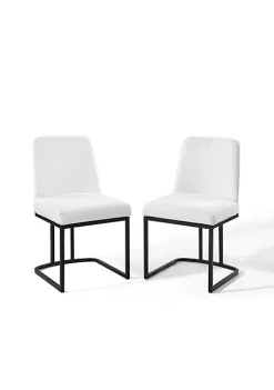 Budget 😍 Modway Amplify Sled Base Upholstered Fabric Dining Chairs - Set of 2 - Black White EEI-5570-BLK-WHI 🧨