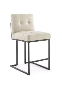 Buy 🥰 Modway Privy Black Stainless Steel Upholstered Fabric Counter Stool - Black Beige EEI-3854-BLK-BEI 😍