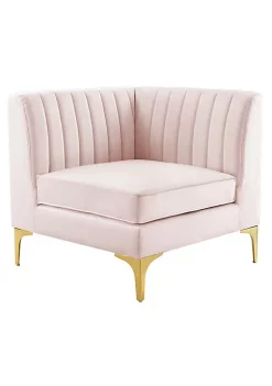 Outlet 👏 Modway Triumph Channel Tufted Performance Velvet Sectional Sofa Corner Chair - Pink EEI-3983-PNK 🔔