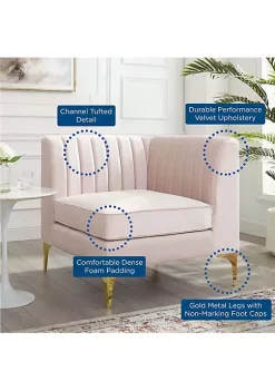Outlet 👏 Modway Triumph Channel Tufted Performance Velvet Sectional Sofa Corner Chair - Pink EEI-3983-PNK 🔔 -Franco Sarto Sales Belk 1676