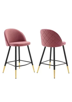 Outlet ๐ Modway Cordial Performance Velvet Counter Stools - Set of 2 - Dusty Rose EEI-4529-DUS ๐