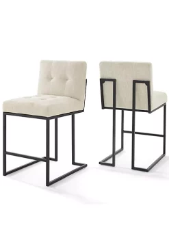 Cheapest 🌟 Modway Privy Black Stainless Steel Upholstered Fabric Counter Stool Set of 2 - Black Beige EEI-4156-BLK-BEI ⌛