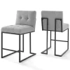 Best Pirce ⭐ Modway Privy Black Stainless Steel Upholstered Fabric Counter Stool Set of 2 - Black Light Gray EEI-4156-BLK-LGR 🧨