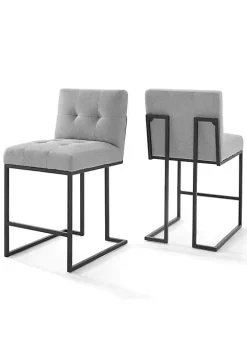 Best Pirce โญ Modway Privy Black Stainless Steel Upholstered Fabric Counter Stool Set of 2 - Black Light Gray EEI-4156-BLK-LGR ๐งจ