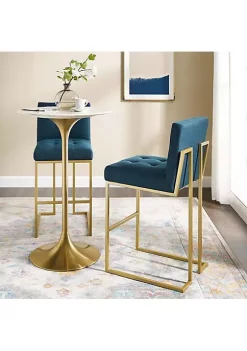 New 😍 Modway Privy Gold Stainless Steel Performance Velvet Bar Stool Set of 2 - Gold Azure EEI-4157-GLD-AZU 👏 -Franco Sarto Sales Belk 1936