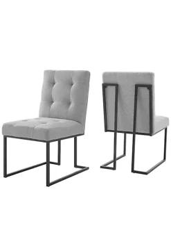 Brand new 😉 Modway Privy Black Stainless Steel Upholstered Fabric Dining Chair Set of 2 - Black Light Gray EEI-4153-BLK-LGR ✨