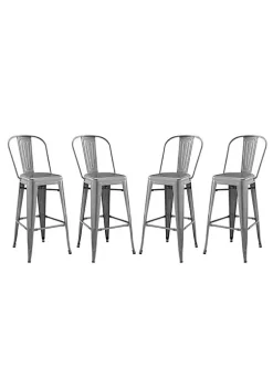 Best deal ๐ Modway Promenade Bar Side Stool Set of 4 - Gunmetal EEI-3895-GME-SET ๐