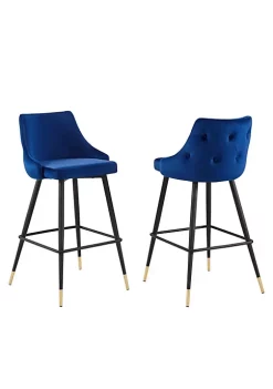 Discount 💯 Modway Adorn Performance Velvet Bar Stool Set of 2 - Navy EEI-4595-NAV 🎁