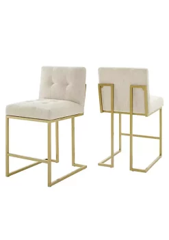 Promo โจ Modway Privy Counter Stool Upholstered Fabric Set of 2 - Gold Beige EEI-5571-GLD-BEI โ