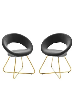 Outlet ๐ฅฐ Modway Nouvelle Performance Velvet Dining Chair Set of 2 - Gold Charcoal EEI-4681-GLD-CHA ๐ฅฐ