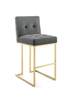 Deals 🌟 Modway Privy Gold Stainless Steel Performance Velvet Bar Stool - Gold Charcoal EEI-3856-GLD-CHA 🥰